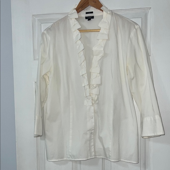 Talbots Tops - Talbots Cream Ruffled Blouse